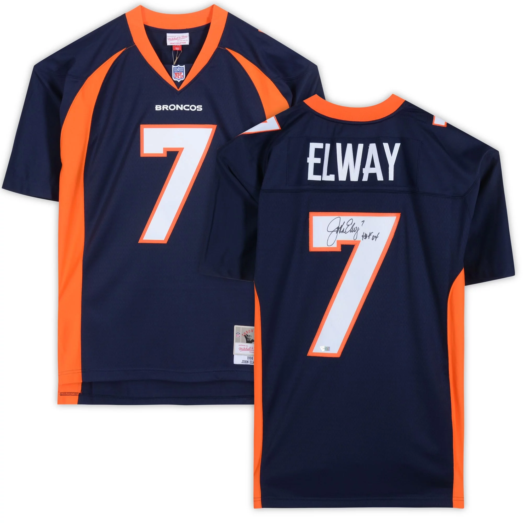 John Elway Denver Broncos Autographed Mitchell & Ness Navy Replica Jersey with 