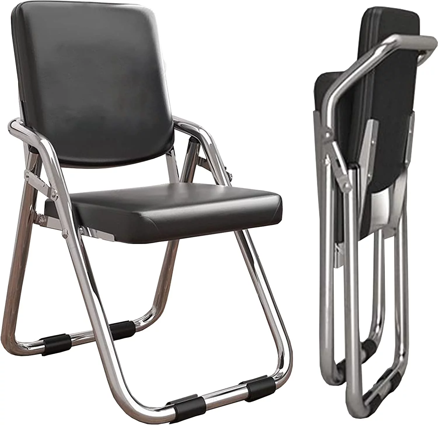 TJUNBOLIFE Folding Office Chair for Small Spaces Ergonomic Comfortable Event Chair with Padded Seats Rocker Chairs Steel Frame Premium Seat Conference Chair 550 Pound 1 Piece Black