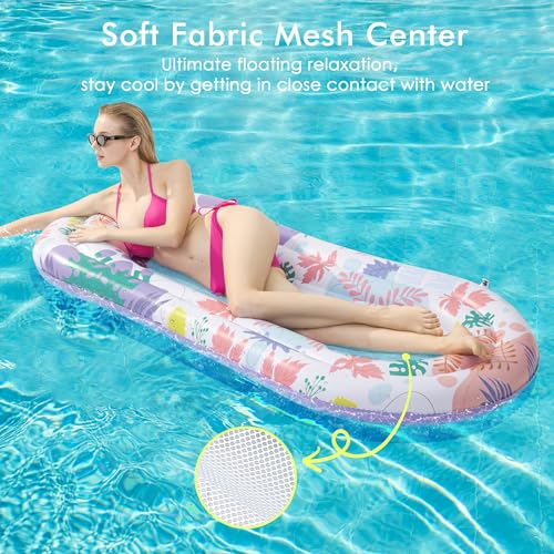 Pool Floats Lounger, 2 Pack Inflatable Pool Floats Adult Size, Water Hammock Pool Rafts Floaties for Swimming Pool Tanning Floating Pool Party Toys for Summertime Beach Outdoor - Multicolor