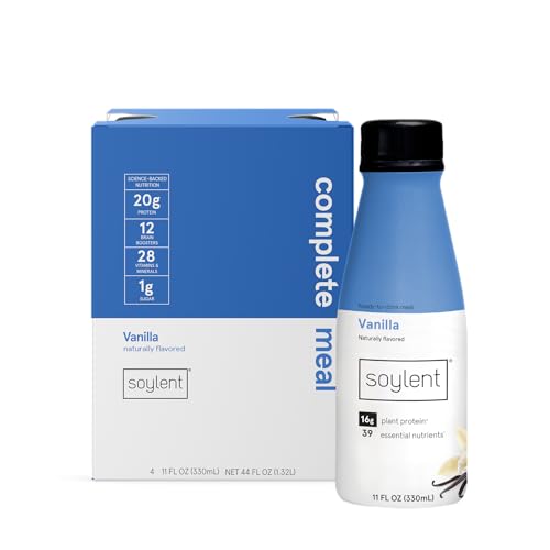 Soylent Complete Meal Replacement Shake, Gingerbread, 16g Complete Protein, Ready-to-Drink Plant Based Protein Drink, 1g Sugar, 11oz (12 Pack)