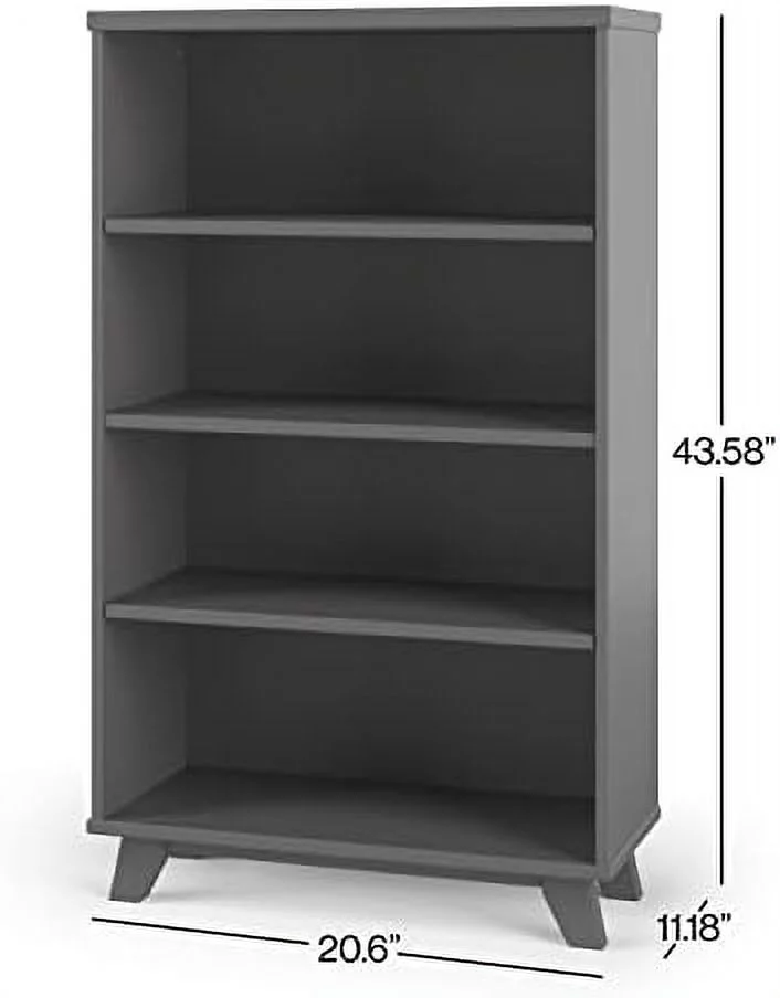 RUNFAYBIU SOHO 50\u201D 4  Bookcase for Nursery or Bedroom  Plenty of   Anti-Tip Kit Included to Prevent Tipping  Non-Toxic  Baby  Finish (Cool Gray)
