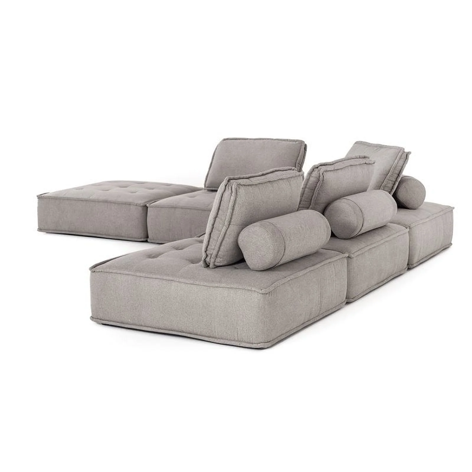 Divani Casa Nolden 5-Piece Modern Fabric Modular Sectional Sofa in Gray