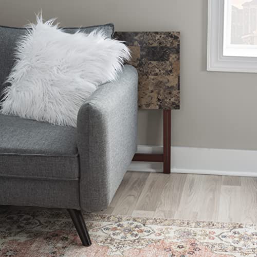 Linon Nikki Brown Faux Marble Tray Table Set