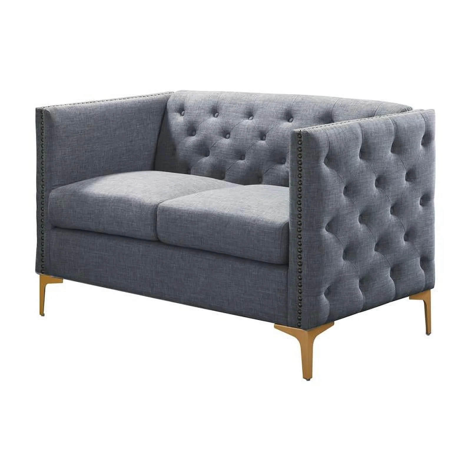 Furniture of America Lodd Contemporary Fabric Tufted Loveseat in Light Gray