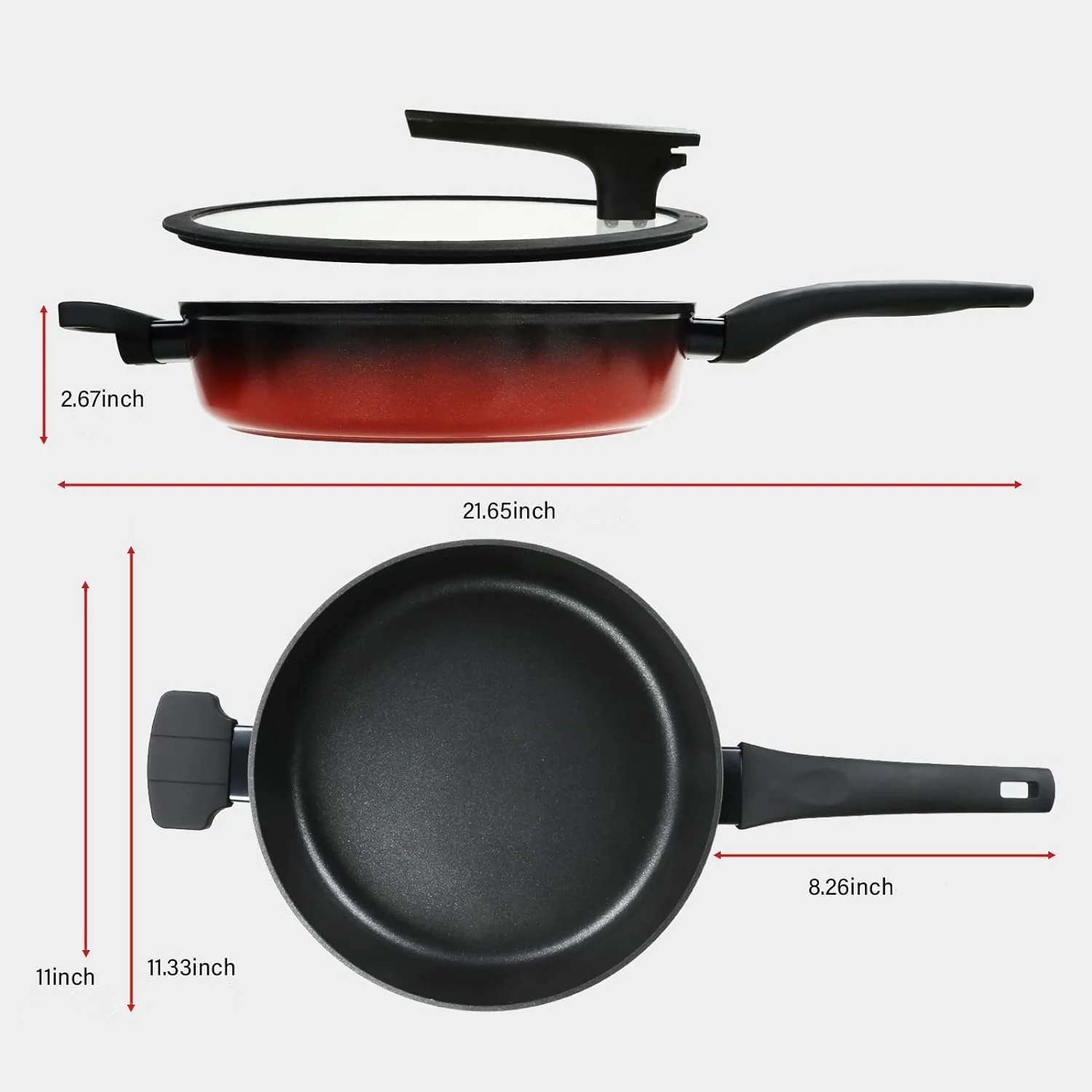 Nonstick Frying Pan with Lid 11 Inch Deep Skillet Pan Non Stick Fry Pans