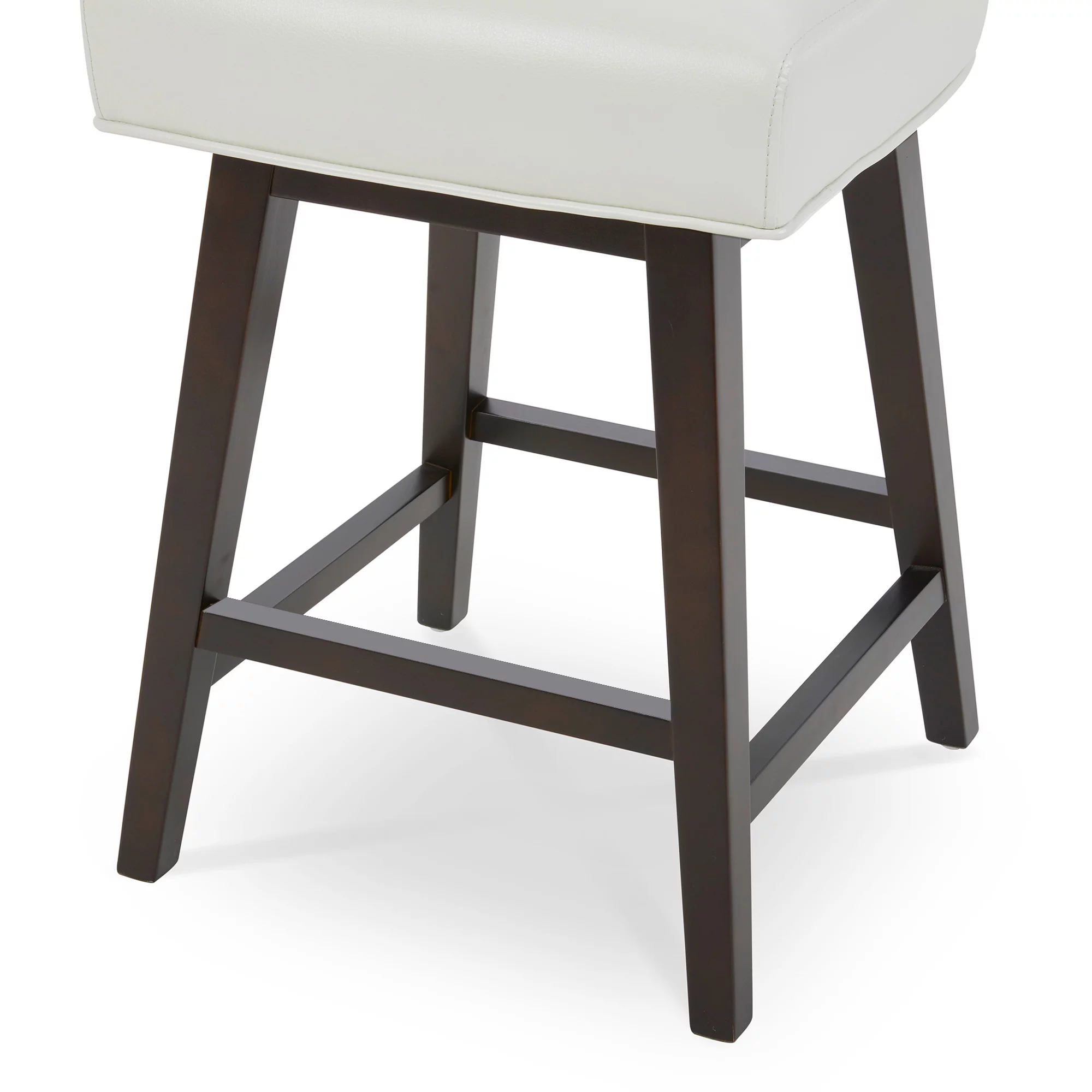 CHITA 26 in Upholstered Swivel Counter Bar Stools with Back&Wood Legs Set of 2, Faux Leather in White