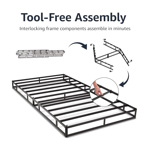 Amazon Basics Smart Box Spring Bed Base, 7-Inch Height Mattress Foundation, Tool-Free Easy Assembly, Queen, 79