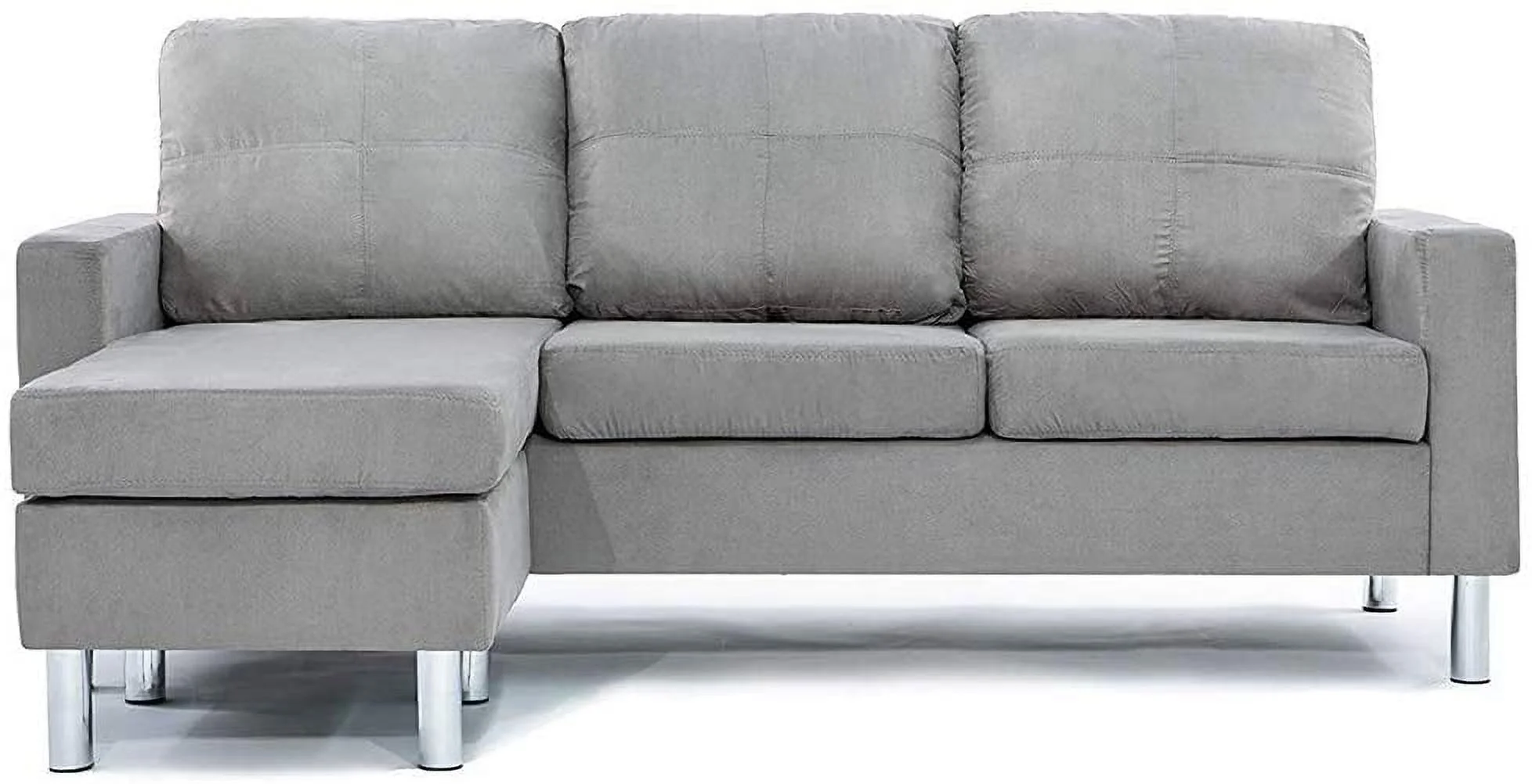 Popular Roma Furniture Small Space Modern Sectional Sofa  Gray