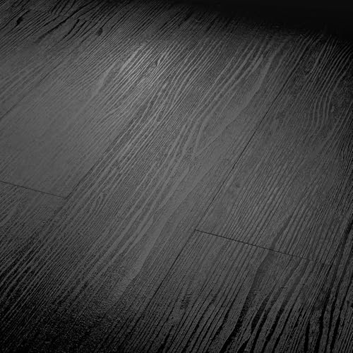 Livelynine Black Peel and Stick Floor Tile 18-Planks 6x36 Black Vinyl Flooring Planks Self Adhesive Kitchen Floor Tiles Waterproof Sticky Wood Laminate Flooring Luxury Vinyl Plank Flooring Bathroom