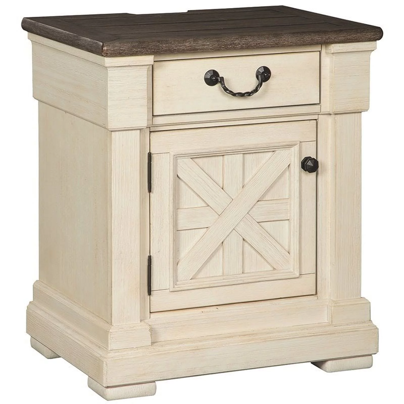 Home Square 2 Piece Wood Nightstand Set with USB Ports in White