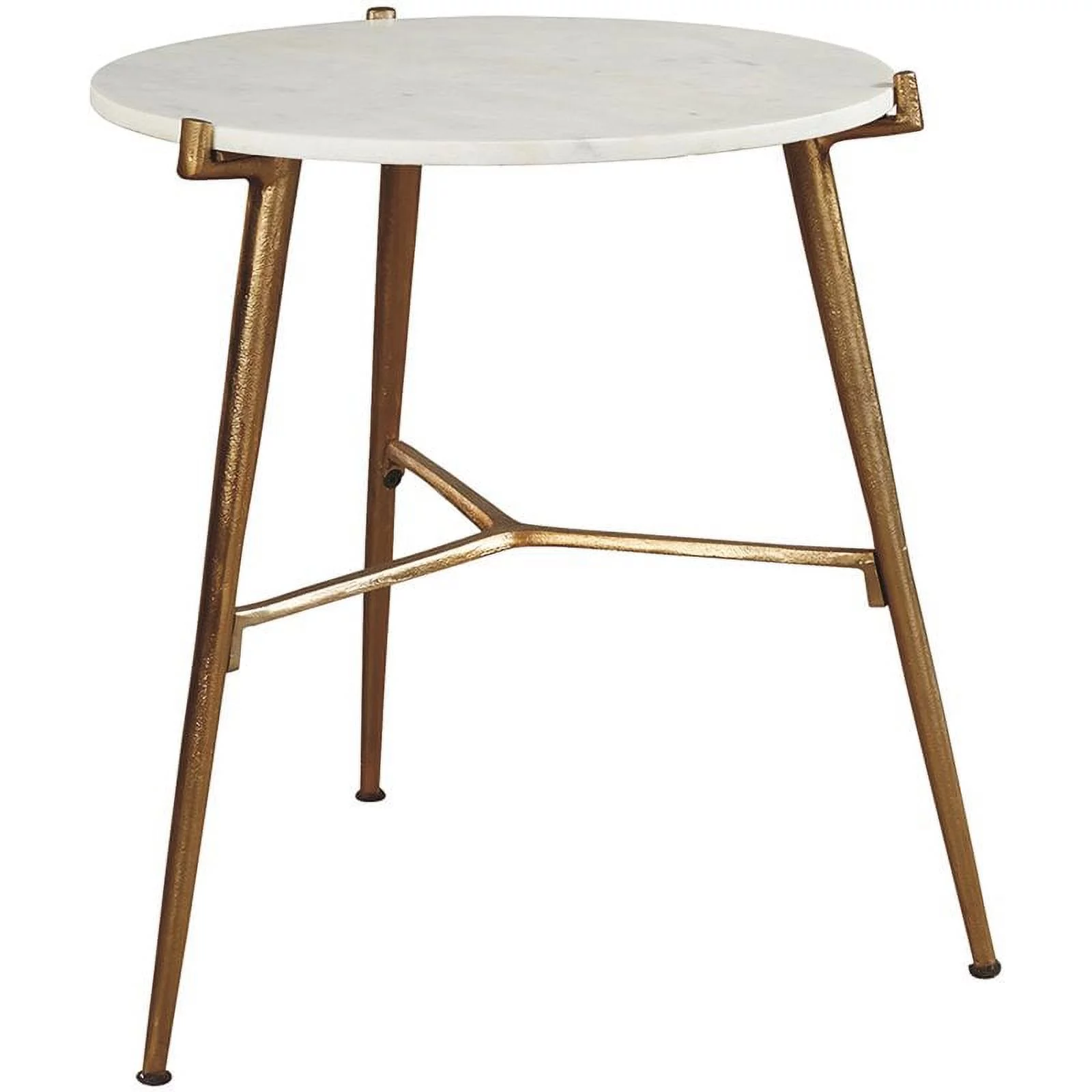 Bowery Hill Marble Top Accent Table in White and Gold