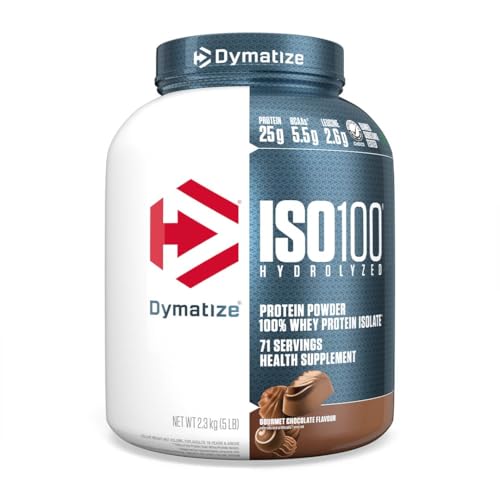 Dymatize ISO100 Whey Protein Powder Isolate, Cookies & Cream, 25g of Protein, 20 Servings, 5.5g BCAAs, Less Than 120 Cal., Gluten Free, 1g Fat, 1g Sugar, 2g Carb