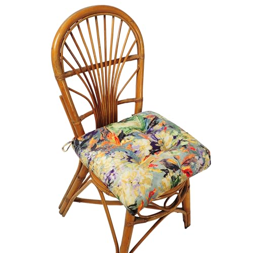 2-Pack Outdoor/Indoor Wicker Patio Seat Cushion Pad with Ties - Dining Chair Cushion, 17