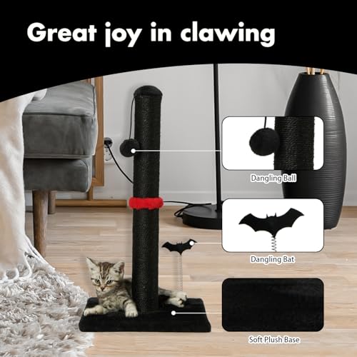 Cat Scratching Post Premium Basics Kitten Scratcher Sisal Scratch Posts with Hanging Ball 22in for Kittens or Smaller Cats (22 inches for Kitten, Beige)