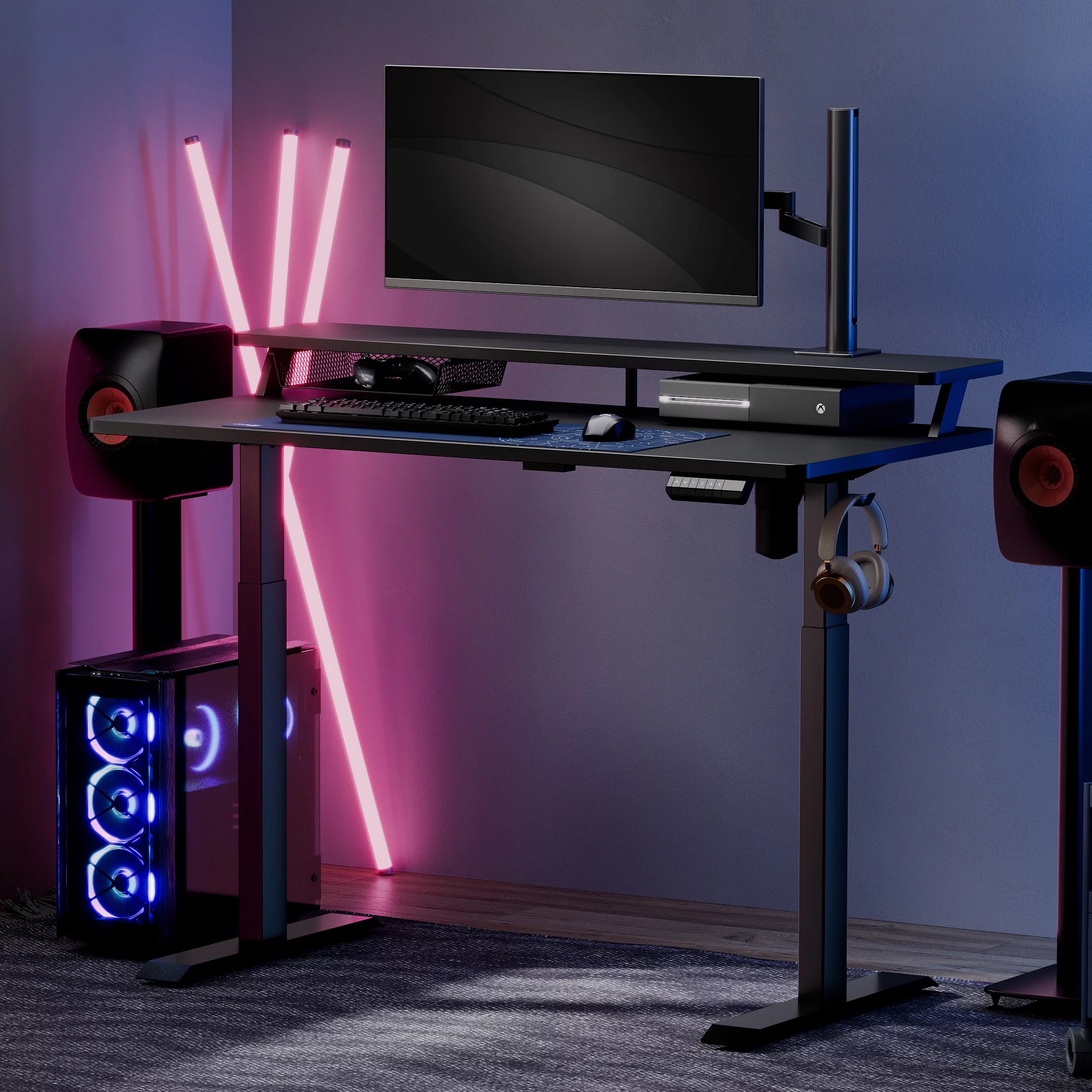 Fenge 2 Tier Electric Standing Desk Height Adjustable Stand up Desk