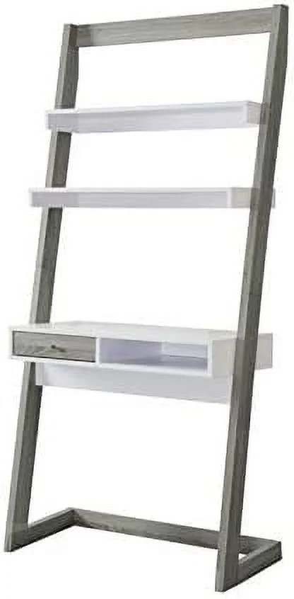 Lazlo Wood Writing Desk With Shelves In Distressed Gray