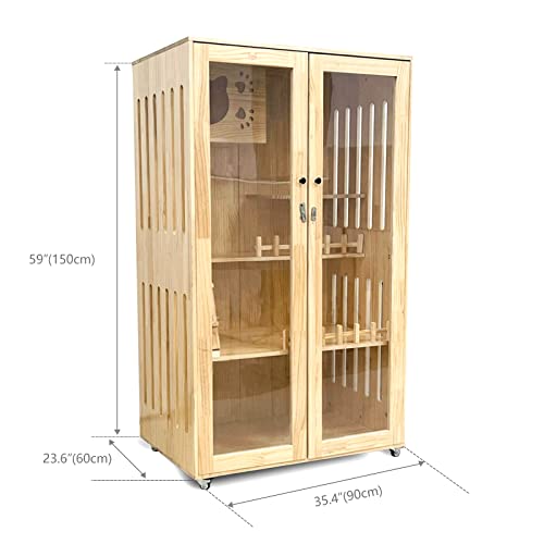 Laifug Catio Indoor Cat Enclosure Large Cat House for Mulitiple Cats, with Scratching Post and Lockable Wheels Double Layer with Escape Door