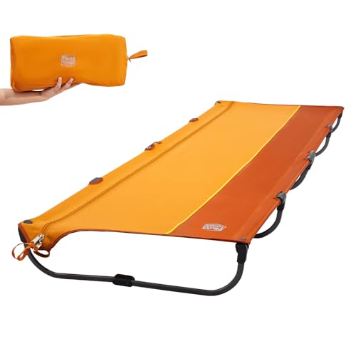 TIMBER RIDGE Lightweight Aluminum Camping Cot, 20-Second Quick Set-Up Folding Cot with Zipper Closure, Portable Carry Bag Included for Camping, Travel and Outdoors, Support up to 225lbs, Blue