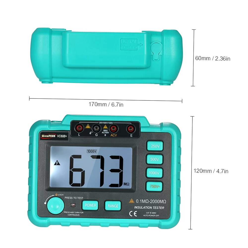 WinsPEAK VC60B+ Insulation Resistance Tester Megohm Meter , Reliable Testing for Electrical Safety