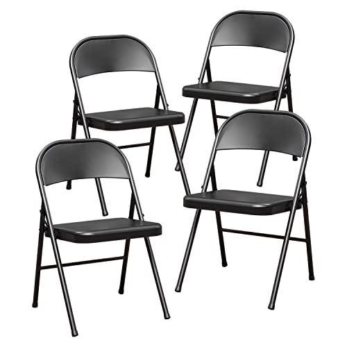 BOOSDEN 6 Pack White Plastic Folding Chairs, Portable Party Chairs, Stackable Commercial Chair with Steel Frame, Indoor Outdoor Foldable Chair for Wedding Camping Dining Home Office Party Events