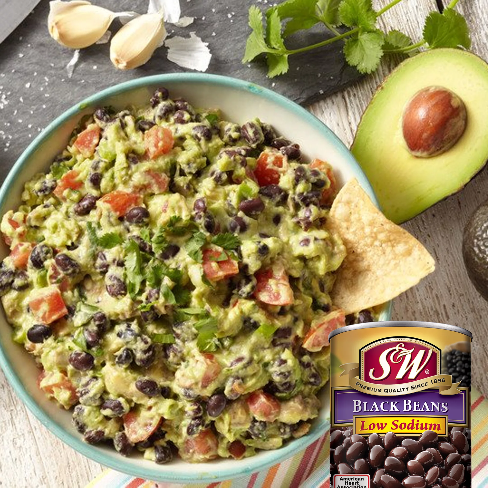 (12 Pack) S&W - Low Sodium Canned Black Beans, 15 Ounce Can