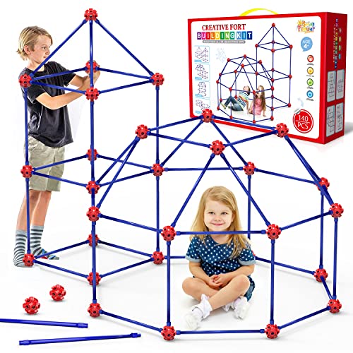 Fort Building Kit for Kids,STEM Construction Toys, Christmas & Birthday Gift for 4 5 6 7 8 9 10 11 12 Years Old Boys and Girls,Ultimate Creative Set for Indoor & Outdoors Activity,140 Pcs,Original