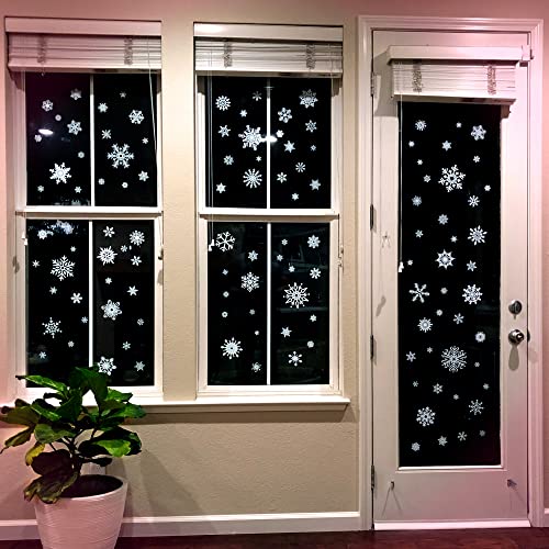 Stickios 120 Unique Snowflake Christmas Window Clings - Double-Sided Reusable Static Cling Decorations for Glass Windows - Made in USA (120 PCS)