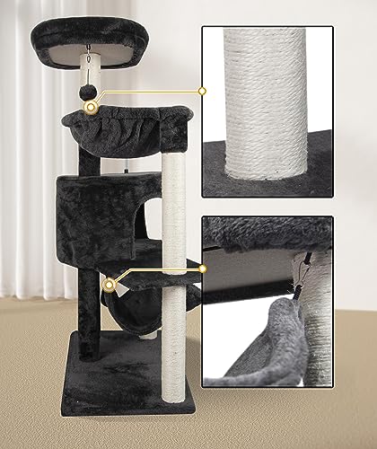 YUNIQUE Cat Tree with Cat Condo and Big Hammock, Grey