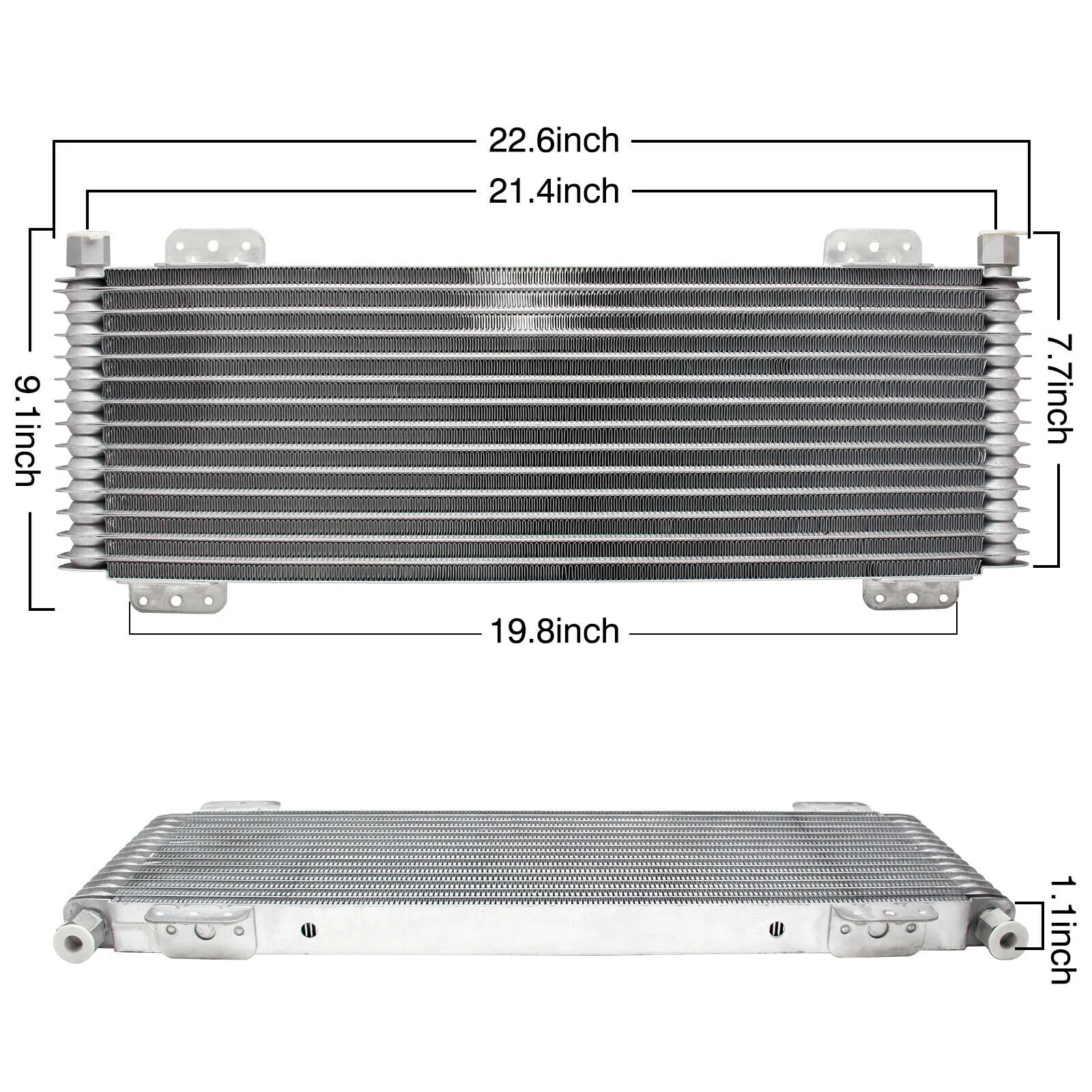 Transmission Oil Cooler with Mounting Hardware 40,000 GVW Low Pressure Drop LPD47391 - Silver