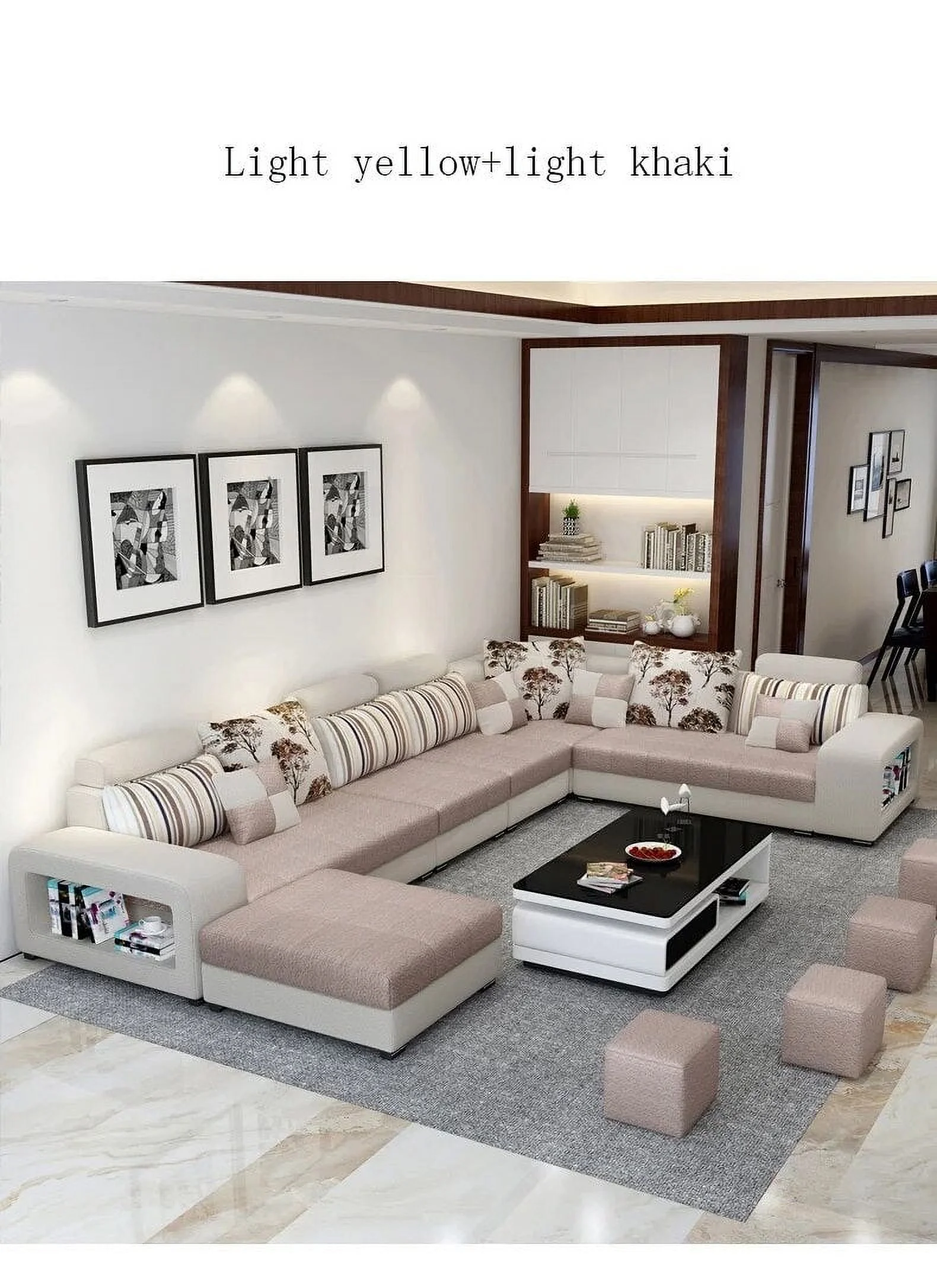 Living Room Furniture Modern Fabric Sofa European Sectional  Set 1909