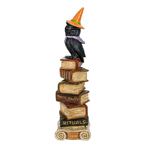 National Tree Company Tabletop Decoration, Black, Owl on Stacked Books, Halloween Collection, 32 Inches