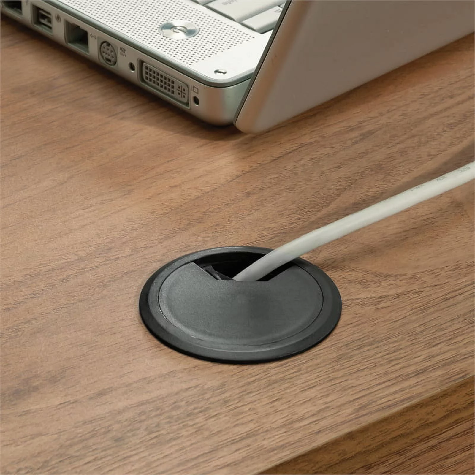 Sauder Ambleside Engineered Wood/Metal L-Desk in Serene Walnut