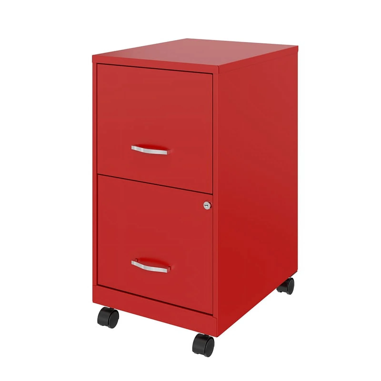 Pemberly Row 18in 2 Drawer Metal Mobile Smart Vertical File Cabinet Red