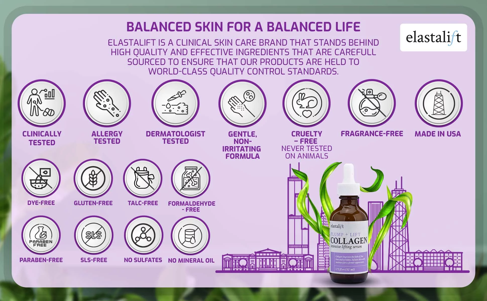 Elastalift Collagen Face Cream 2 fl oz + Body Cream 15 fl oz + Face Serum 1.75 fl oz Set of Three