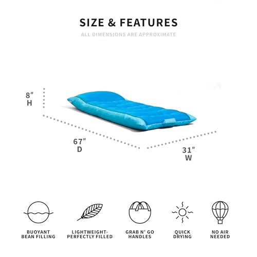 Big Joe Kona Hammock No Inflation Needed Pool Lounger with Headrest, Quick Draining Fabric, 4 feet Big