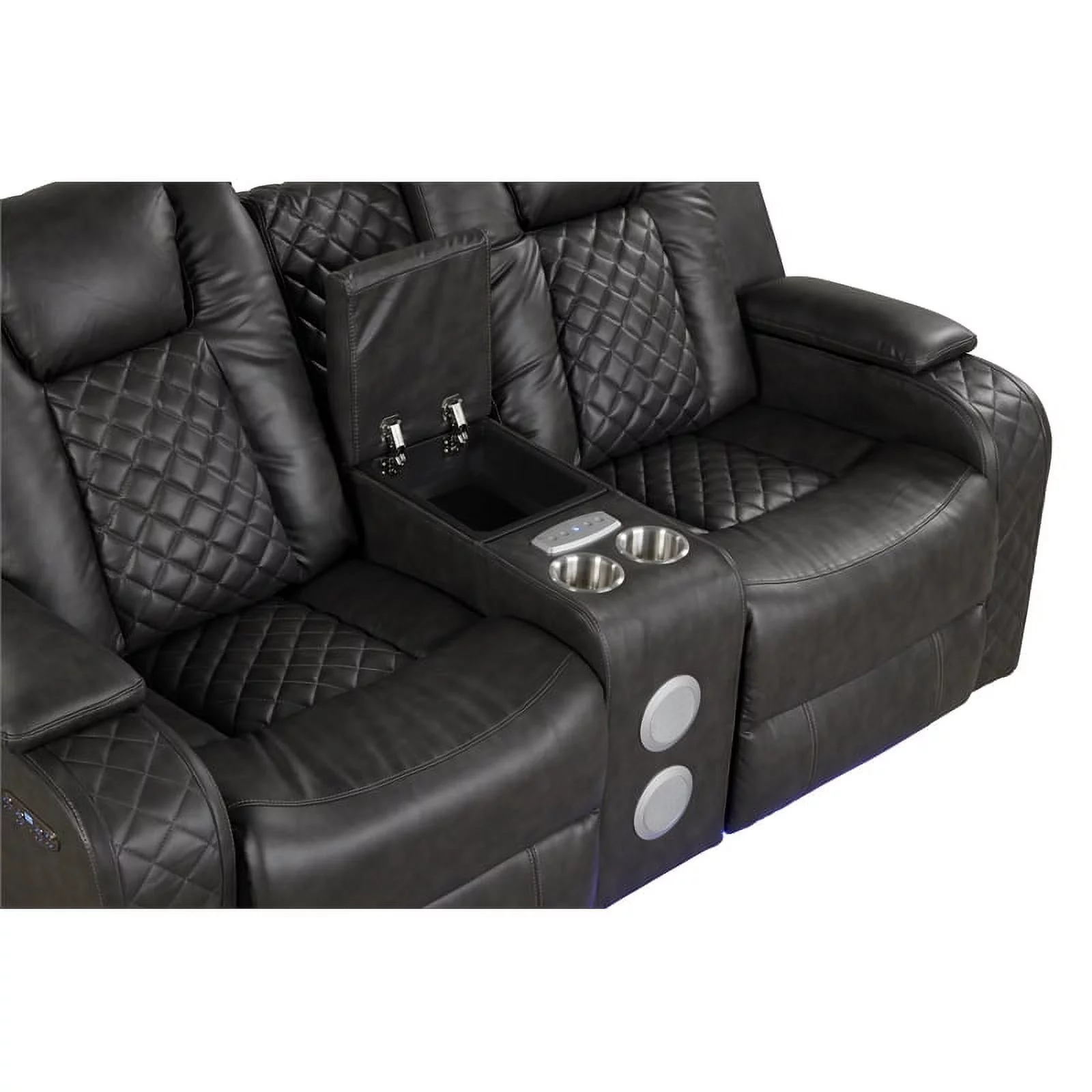 Benz LED & Power Recliner 3 PC Made With Faux Leather in Gray
