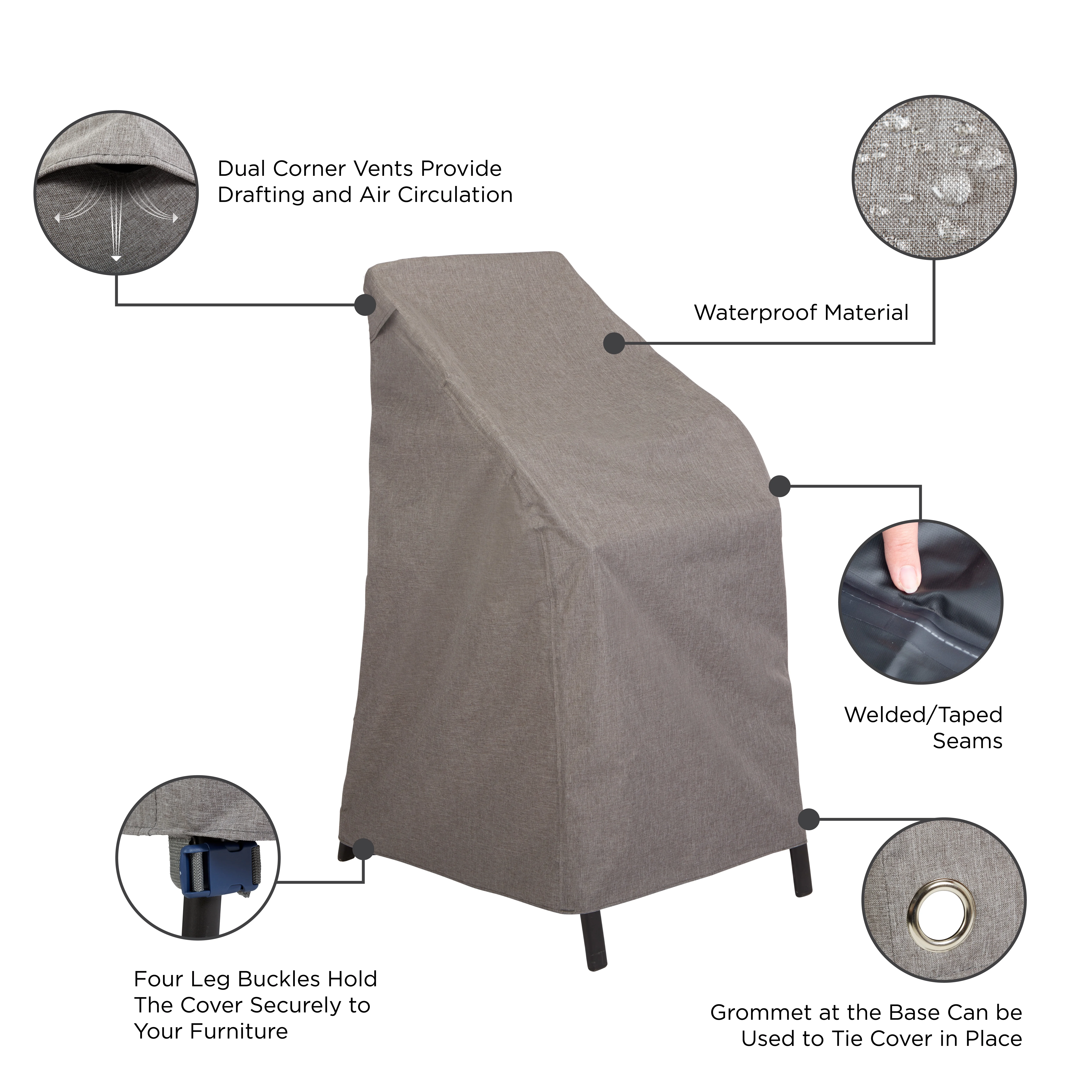 Modern Leisure Garrison Waterproof Stackable Patio Chair Cover, 27