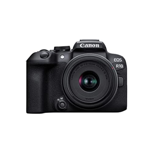 Canon EOS R10 Content Creator Kit, Mirrorless Vlogging Camera with RF-S18-45mm F4.5-6.3 is STM Lens, Tripod and Stereo Microphone, 24.2 Megapixel CMOS (APS-C) Sensor, 4K Video, Black