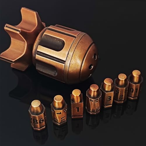 Roulette Dice Spinner for DND Dice Set, 7 Metallic Polyhedral D&D Dice with Gift Case for Dungeons and Dragon Game, RPG Role Playing Table Game Gifts (Black Gold)