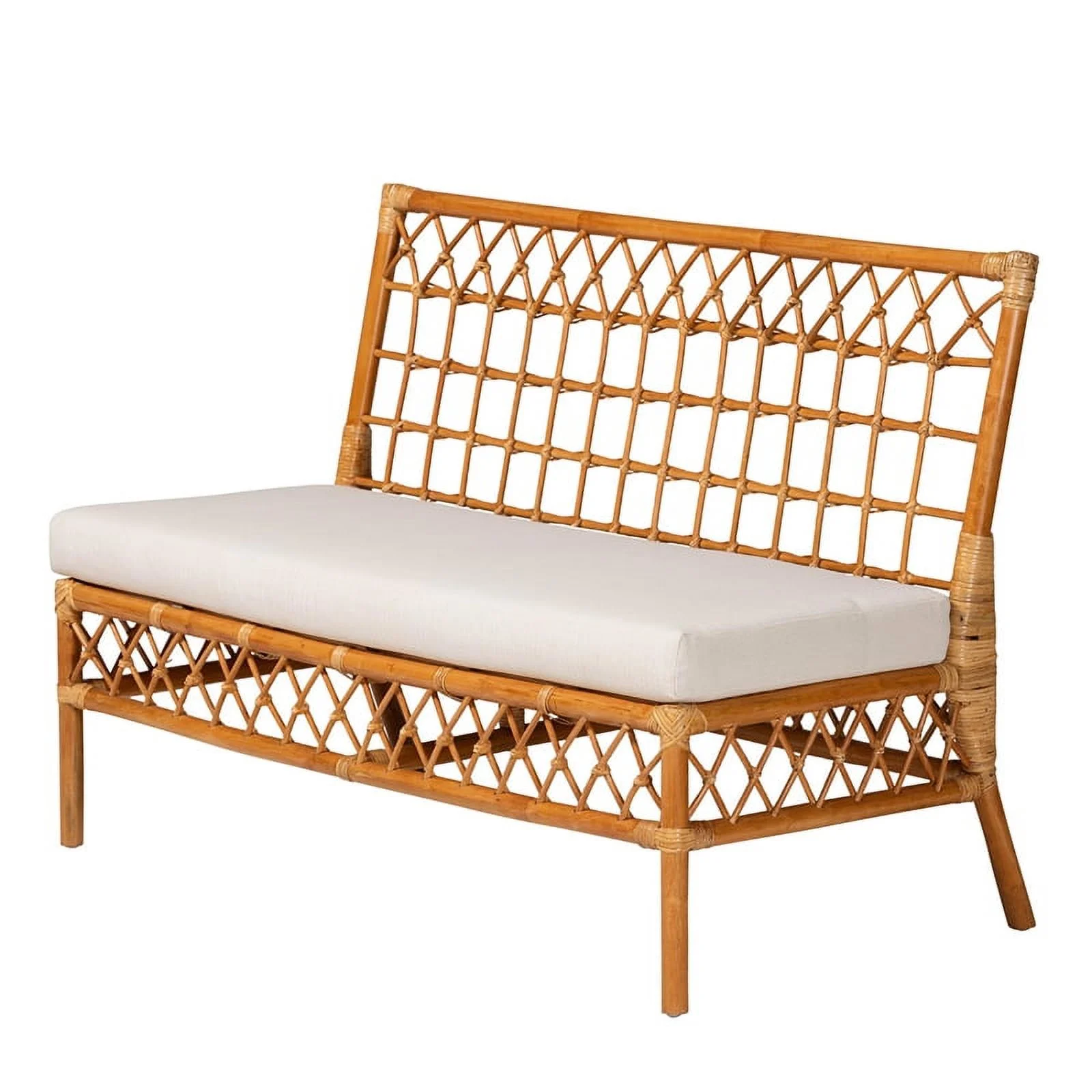 Pemberly Row Modern Bohemian Honey Rattan 4-Piece Dining Nook Set