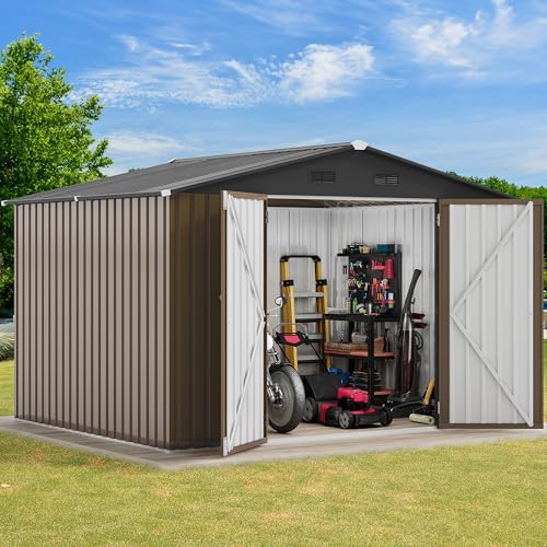 DWVO 6x4ft Storage Shed for Outdoors, Metal Sturdy Weatherproof Tool Locker with Secure Door and Ventilation for Equipment, Mowers, Bikes, Outdoor Spaces, Dark Gray
