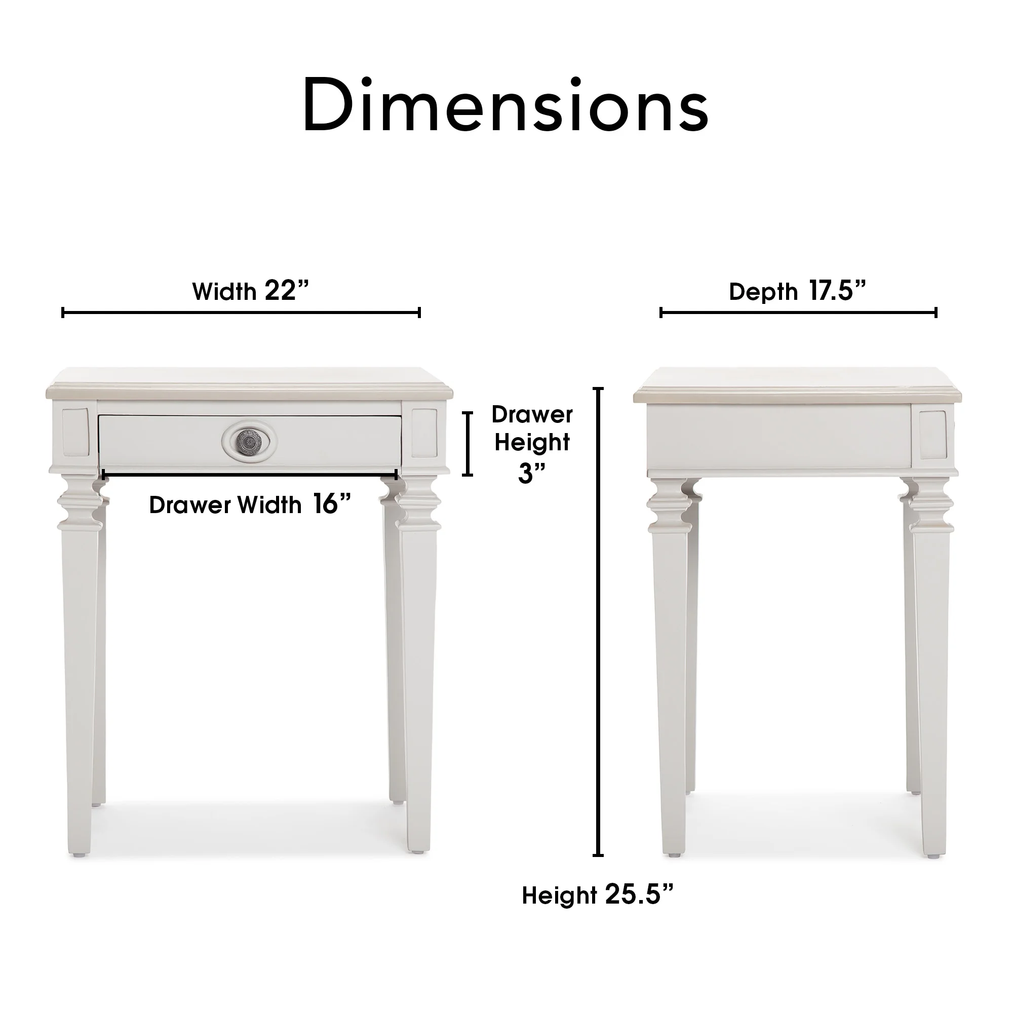 Finch Benson Traditional Solid Wood End Table Nightstand with Drawer, Light Gray