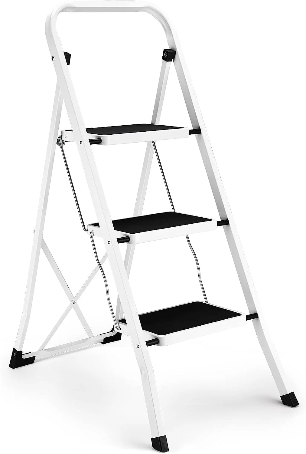 HBTower 3-Step Ladder Folding Step Stool Portable with Anti-Slip Pedal 330 lbs Capacity and Handrails