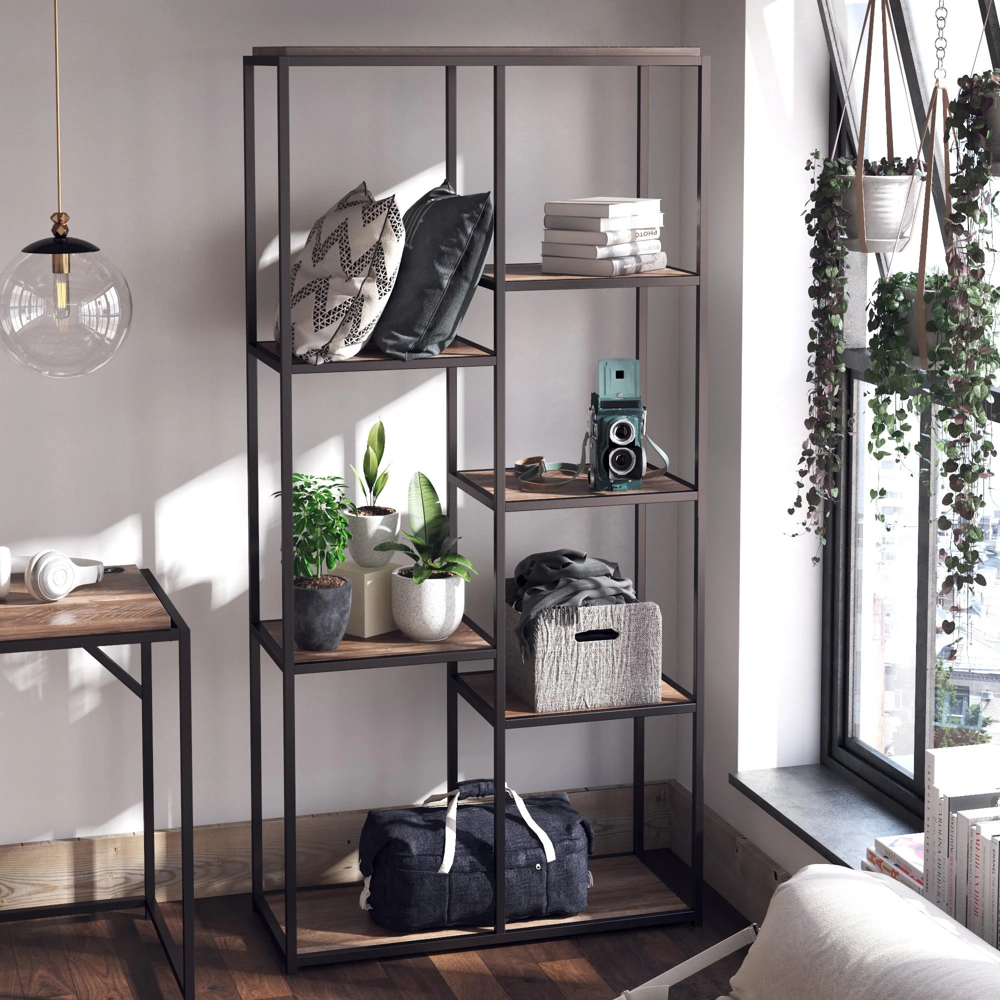 Queer Eye Quincy 5 Shelf Bookcase, Weathered Oak