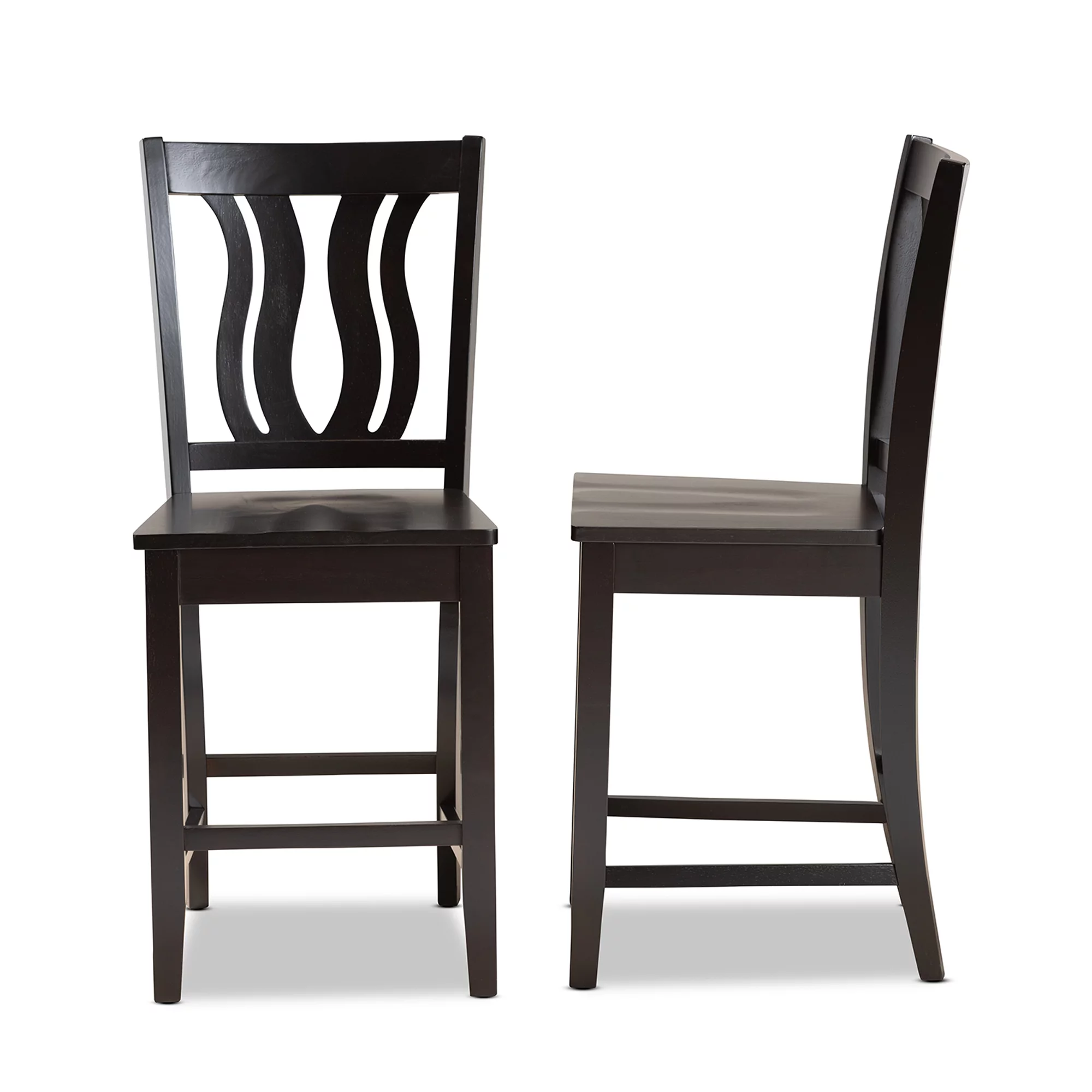 Baxton Studio Fenton Bar Stool, Dark Brown, Set of 2