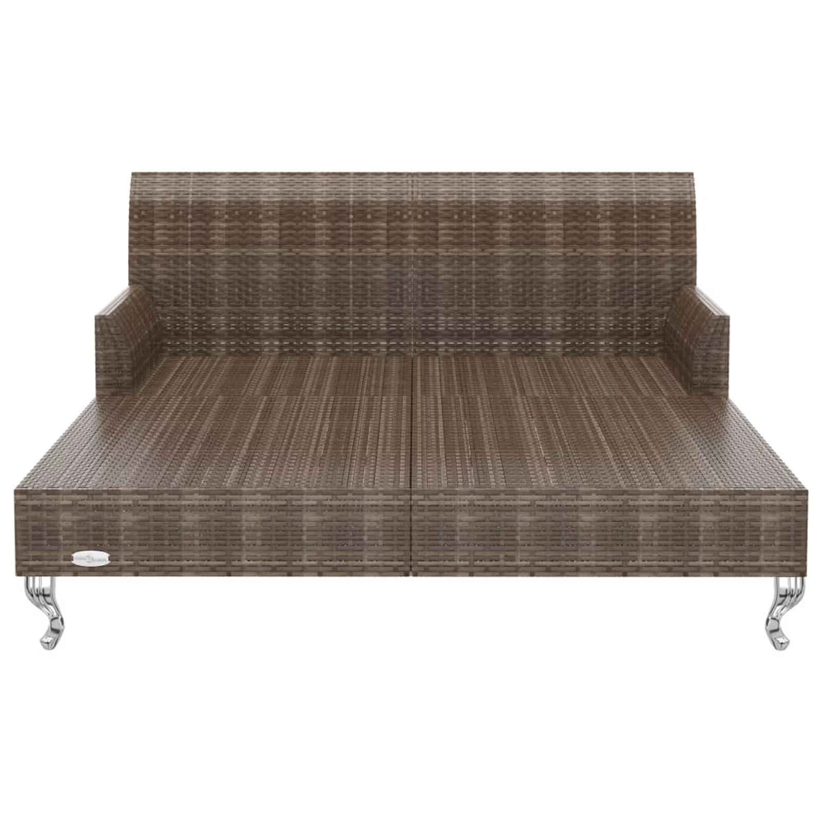 2-Person Patio Sun Bed with Cushions Poly Rattan Brown