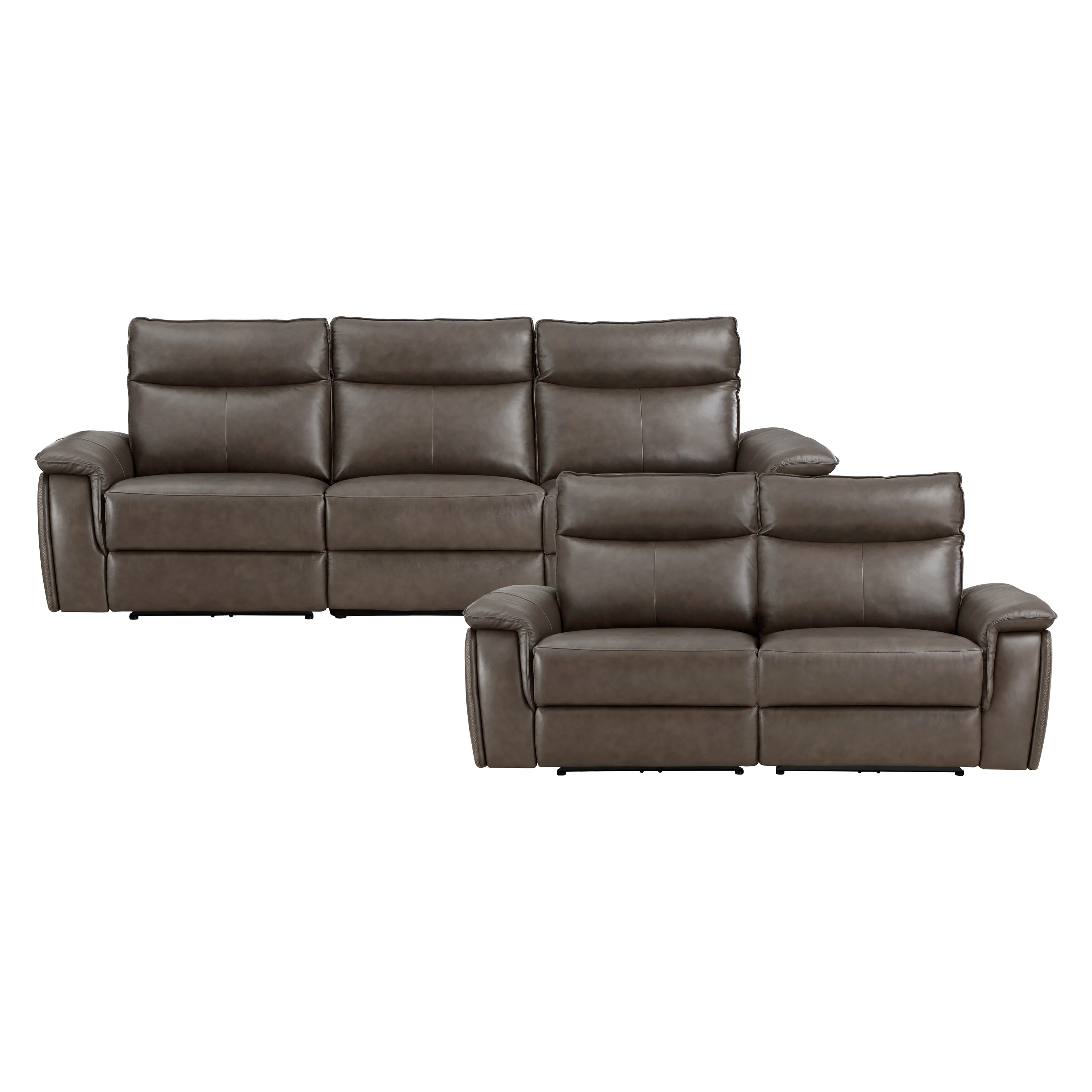 Fremont & Park Blythe 2-Piece Power Reclining Living Room Sofa Set Dark Brown (Leather) Faux Leather, Leather