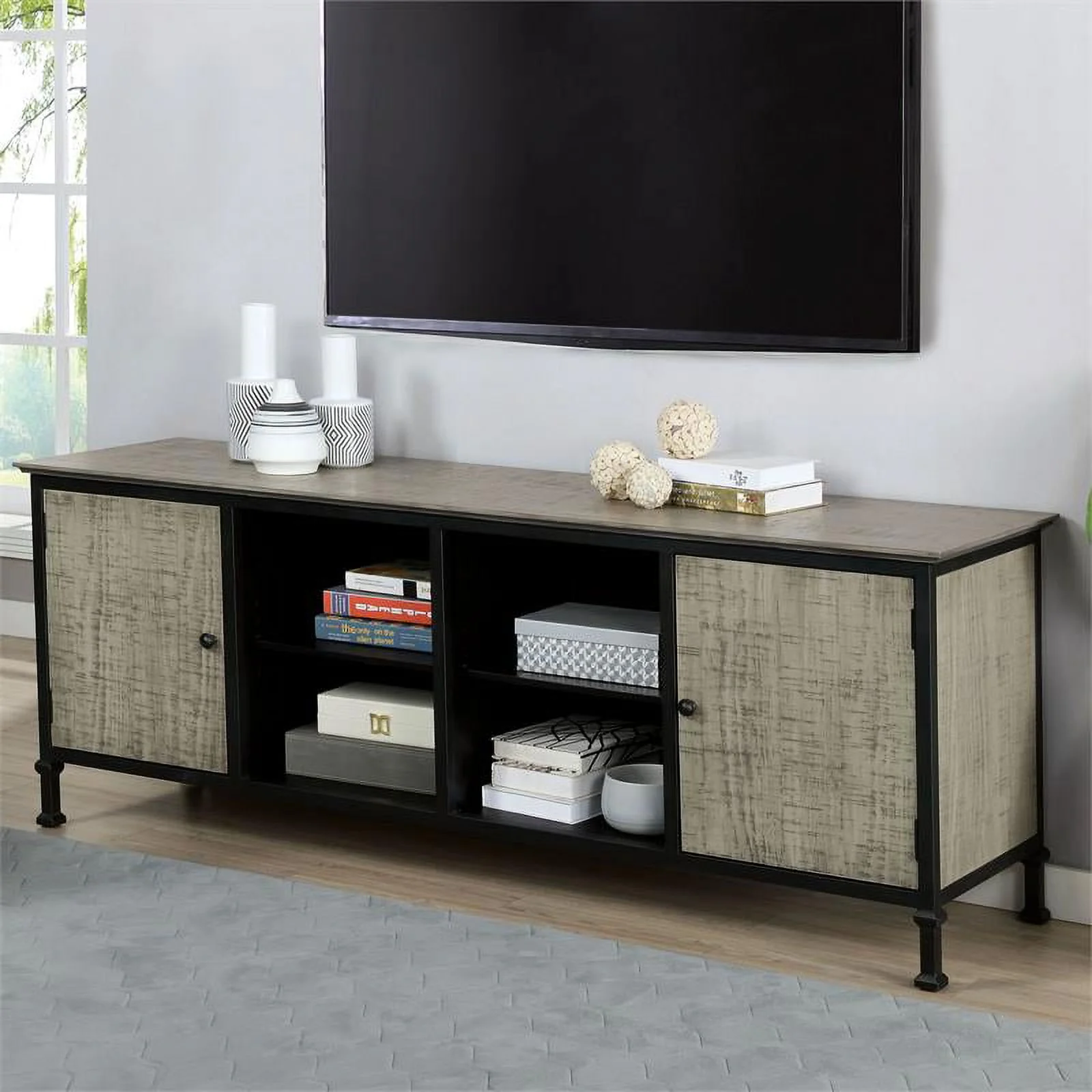 Furniture of America Ronda Industrial Wood 72-Inch TV Stand in Gray