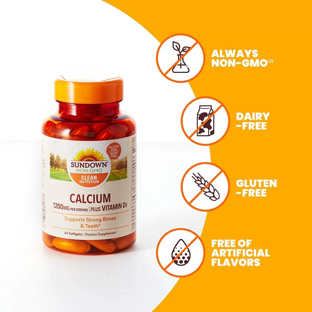Sundown Calcium 1200 Plus D Liquid Filled Softgels 60 ea (Pack of 4)