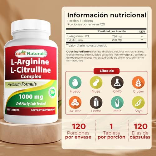 Best Naturals L-Arginine L-Citruline Complex Tablets, 250 Count